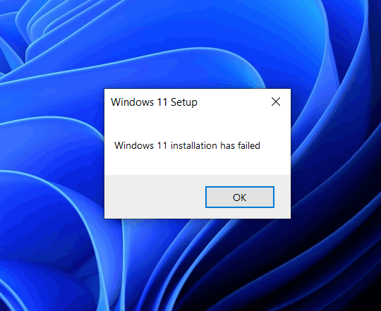 Windows 11 installation has failed